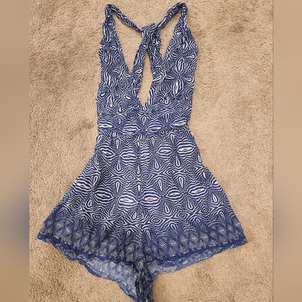MINKPINK Blue Patterned Romper